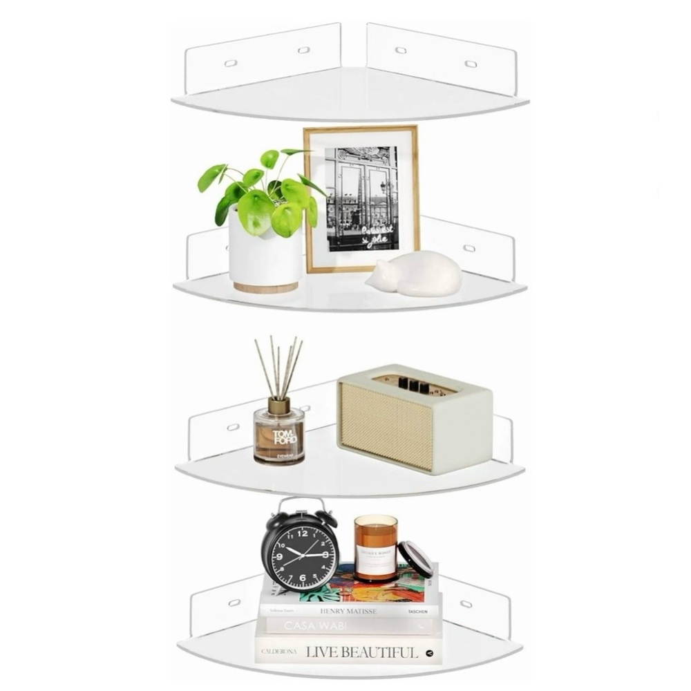 NEW Acrylic Corner Shelves Set of 4 - 12 Inches